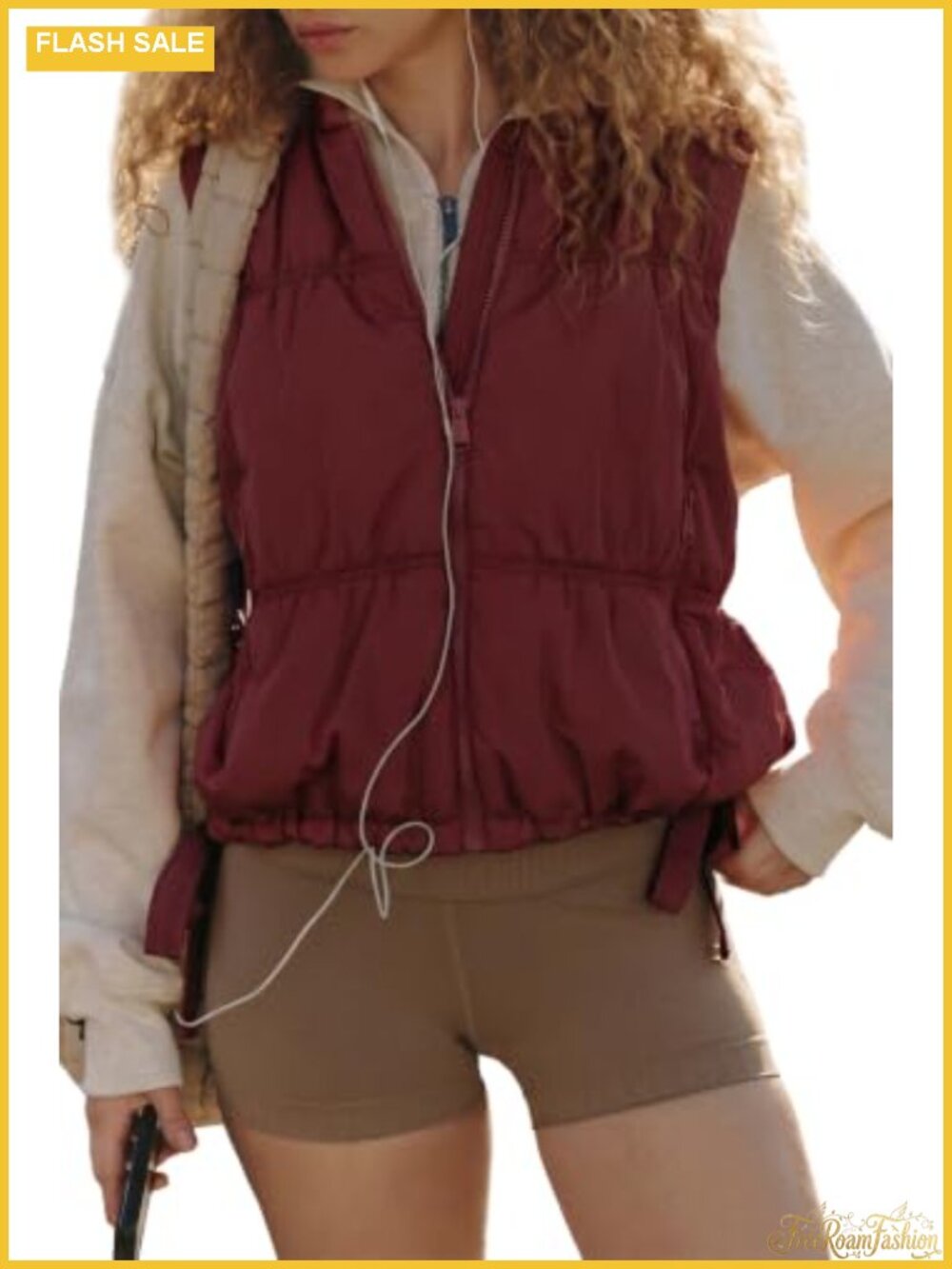 EVALESS Womens Puffer Vest Sleeveless Stand Collar Zip Up Cropped